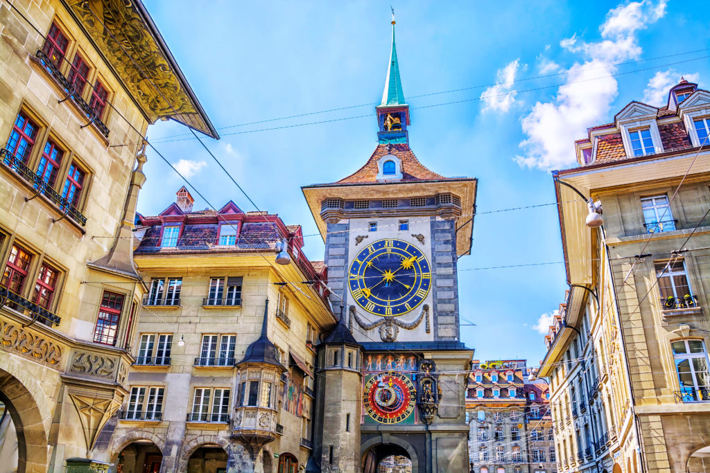 visit2go, Guided Tours Switzerland, Astronomical clock on the medieval Zytglogge clock tower in the old ctown of Bern